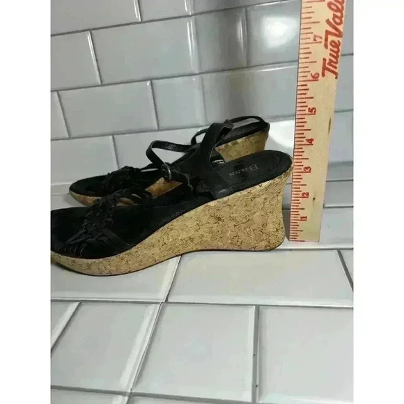 Bass Black Cork Wedge Strappy Sandals Sevita 11M Women's - Picture 7 of 11